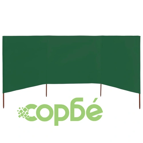 Параван против вятър от 3 панела, текстил, 400x160 см, зелен ➤ топ цена ➤ sorbe.bg