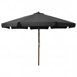Градински чадър с дървен прът, 330 см, антрацит