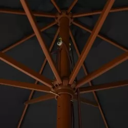 Градински чадър с дървен прът, 330 см, антрацит