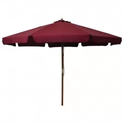 Градински чадър с дървен прът, 330 см, бордо