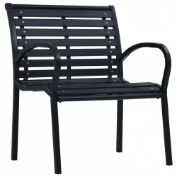 Градински столове, 2 бр, черни, стомана и WPC
