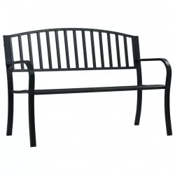 Градинска пейка, 125 см, черна, стомана