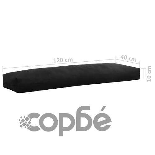 Градинска възглавница за облягане, черна, 120x40x10 см, текстил ➤ топ цена ➤ sorbe.bg