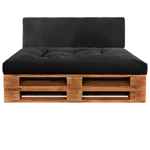 Градинска възглавница за облягане, черна, 120x40x10 см, текстил