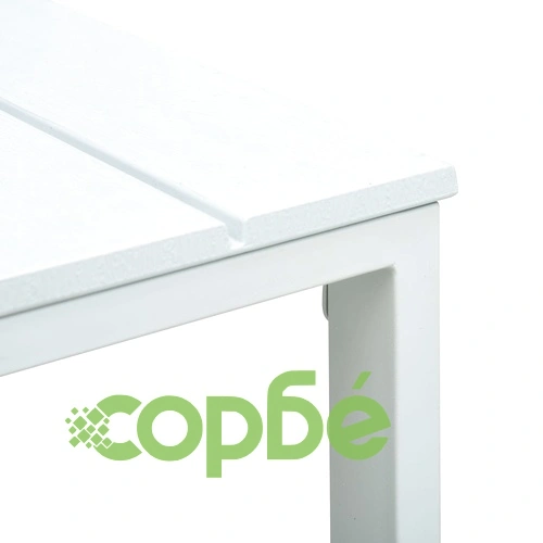 Бистро комплект, 3 части, HDPE, бял, имитация на дърво ➤ топ цена ➤ sorbe.bg