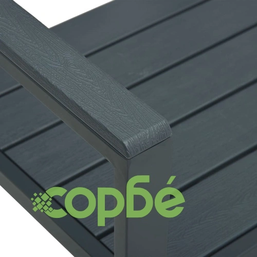 Градински столове, 2 бр, сиви, HDPE, имитация на дърво ➤ топ цена ➤ sorbe.bg