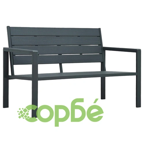 Градинска пейка, 120 cм, HDPE, сива, имитация на дърво ➤ топ цена ➤ sorbe.bg