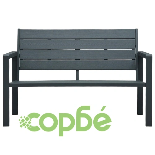 Градинска пейка, 120 cм, HDPE, сива, имитация на дърво ➤ топ цена ➤ sorbe.bg