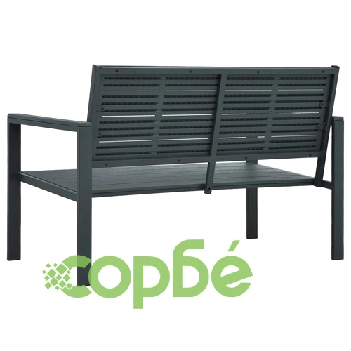 Градинска пейка, 120 cм, HDPE, сива, имитация на дърво ➤ топ цена ➤ sorbe.bg
