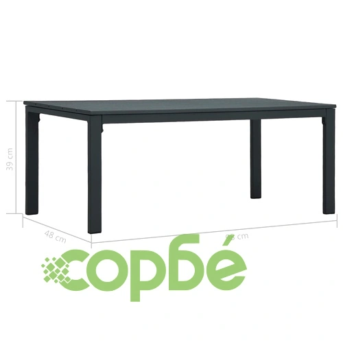 Маса за кафе, сива, 98x48x39 см, HDPE, дървен вид ➤ топ цена ➤ sorbe.bg