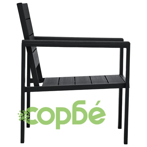Градински столове, 2 бр, черни, HDPE, имитация на дърво ➤ топ цена ➤ sorbe.bg