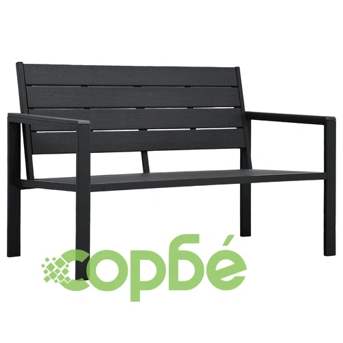Градинска пейка, 120 cм, HDPE, черна, имитация на дърво ➤ топ цена ➤ sorbe.bg