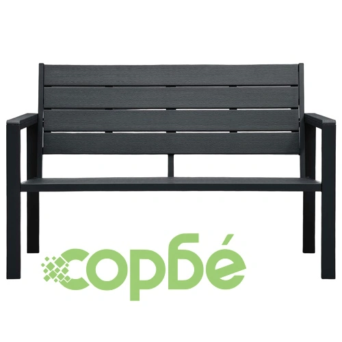 Градинска пейка, 120 cм, HDPE, черна, имитация на дърво ➤ топ цена ➤ sorbe.bg