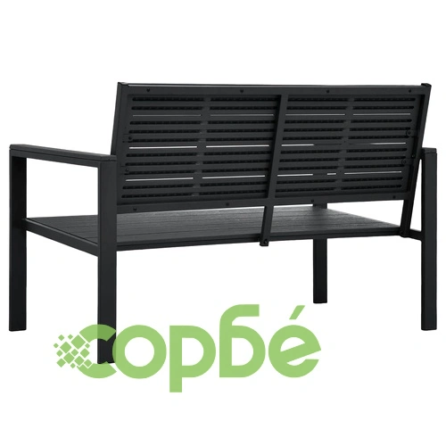 Градинска пейка, 120 cм, HDPE, черна, имитация на дърво ➤ топ цена ➤ sorbe.bg