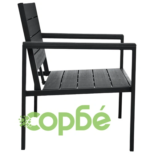 Градинска пейка, 120 cм, HDPE, черна, имитация на дърво ➤ топ цена ➤ sorbe.bg