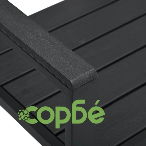Градинска пейка, 120 cм, HDPE, черна, имитация на дърво ➤ топ цена ➤ sorbe.bg