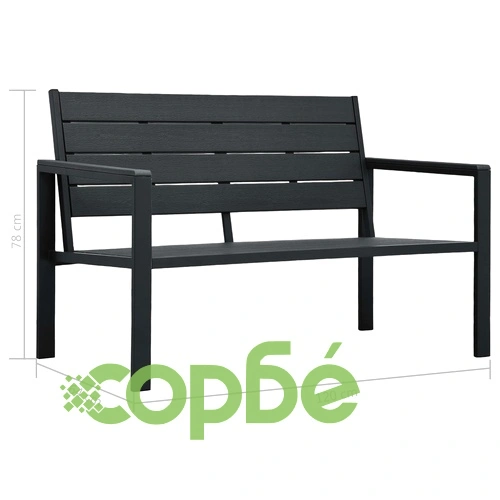 Градинска пейка, 120 cм, HDPE, черна, имитация на дърво ➤ топ цена ➤ sorbe.bg