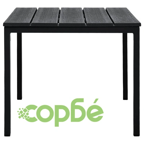 Маса за кафе, черна, 98x48x39 см, HDPE, дървен вид ➤ топ цена ➤ sorbe.bg