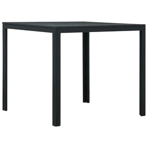 Маса за кафе, черна, 78x78x74 см, HDPE, дървен вид