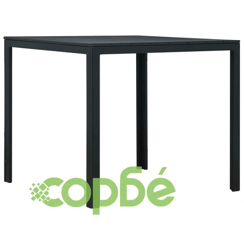 Маса за кафе, черна, 78x78x74 см, HDPE, дървен вид ➤ топ цена ➤ sorbe.bg