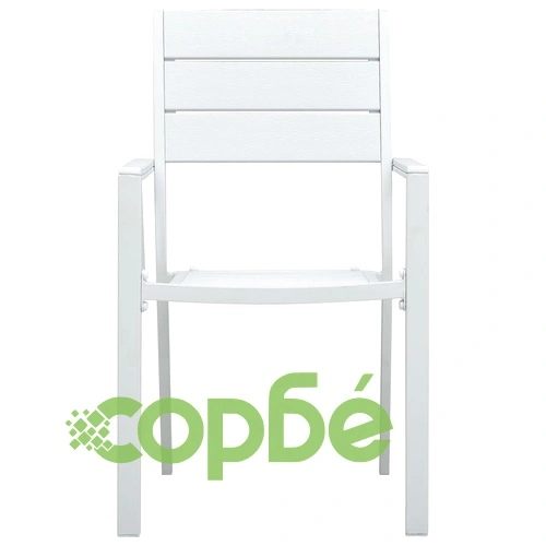 Градински столове, 2 бр, бели, HDPE, имитация на дърво ➤ топ цена ➤ sorbe.bg