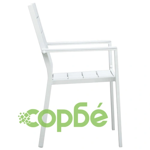 Градински столове, 2 бр, бели, HDPE, имитация на дърво ➤ топ цена ➤ sorbe.bg