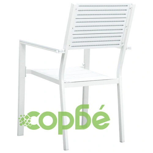 Градински столове, 2 бр, бели, HDPE, имитация на дърво ➤ топ цена ➤ sorbe.bg