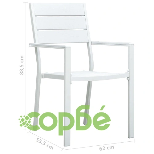 Градински столове, 2 бр, бели, HDPE, имитация на дърво ➤ топ цена ➤ sorbe.bg
