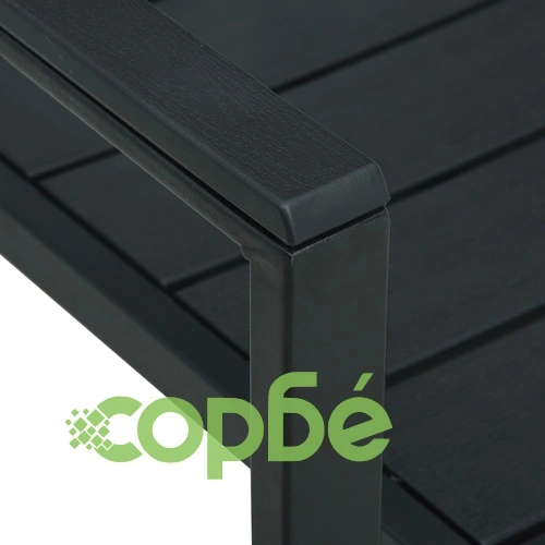 Градински столове, 2 бр, черни, HDPE, имитация на дърво ➤ топ цена ➤ sorbe.bg