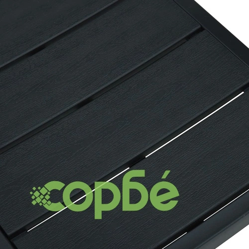 Градински столове, 2 бр, черни, HDPE, имитация на дърво ➤ топ цена ➤ sorbe.bg