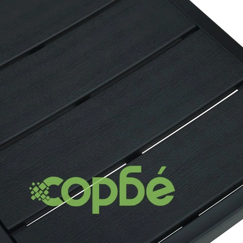Градински столове, 4 бр, черни, HDPE, имитация на дърво ➤ топ цена ➤ sorbe.bg