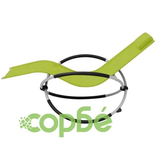 Външен геометричен шезлонг, стомана, зелен ➤ топ цена ➤ sorbe.bg