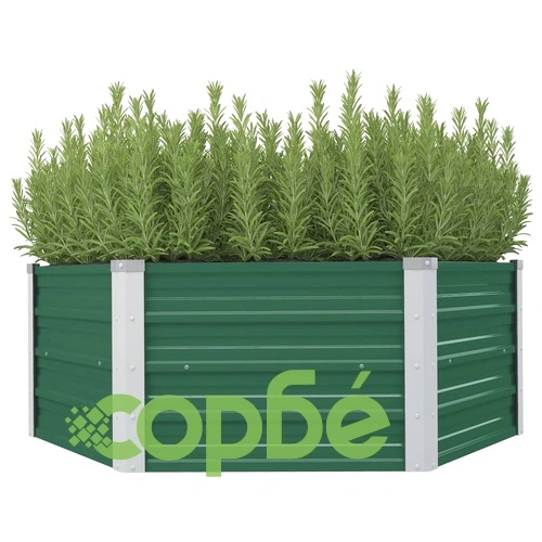 Повдигната леха, 129x129x46 см, поцинкована стомана, зелена ➤ топ цена ➤ sorbe.bg