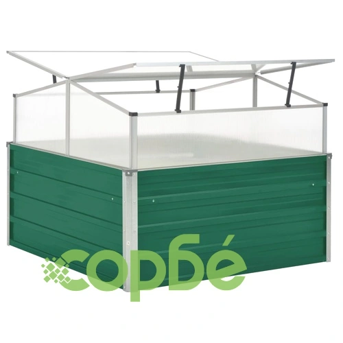 Парник, зелен, 100x100x77 см, поцинкована стомана ➤ топ цена ➤ sorbe.bg
