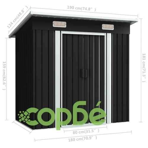 Градинска барака, антрацит, стомана ➤ топ цена ➤ sorbe.bg