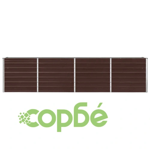 Повдигната леха, 320x40x77 см, поцинкована стомана, кафява ➤ топ цена ➤ sorbe.bg