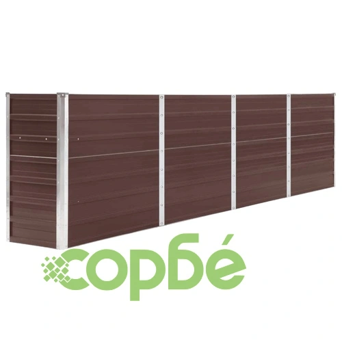 Повдигната леха, 320x40x77 см, поцинкована стомана, кафява ➤ топ цена ➤ sorbe.bg