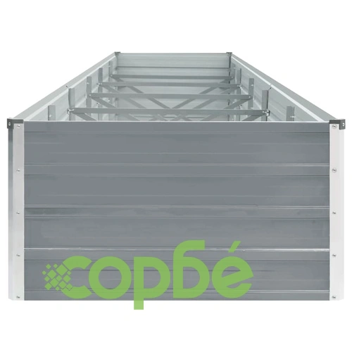 Градинска висока леха поцинкована стомана 480x80x45 см сива ➤ топ цена ➤ sorbe.bg