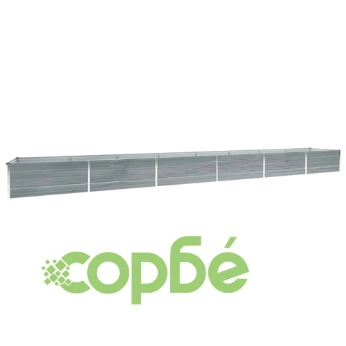 Градинска висока леха поцинкована стомана 600x80x45 см сива ➤ топ цена ➤ sorbe.bg