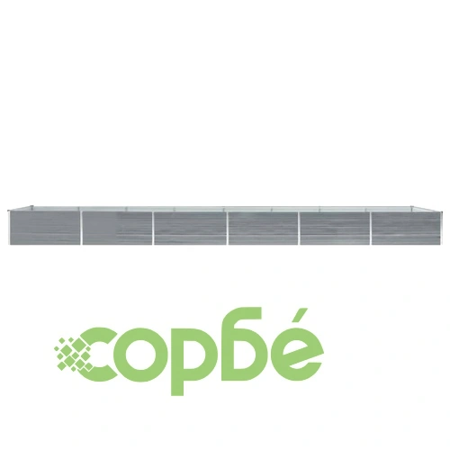 Градинска висока леха поцинкована стомана 600x80x45 см сива ➤ топ цена ➤ sorbe.bg