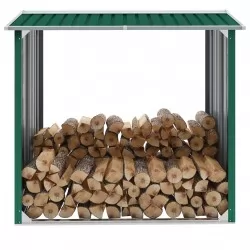 Навес за дърва, поцинкована стомана, 172x91x154 см, зелен