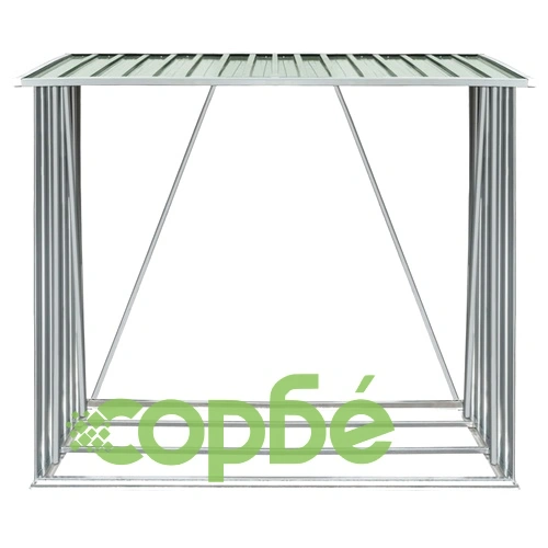 Навес за дърва, поцинкована стомана, 163x83x154 см, зелен ➤ топ цена ➤ sorbe.bg