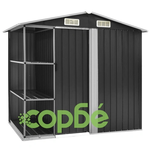 Дворна барака с рафт антрацит 205x130x183 см желязо ➤ топ цена ➤ sorbe.bg