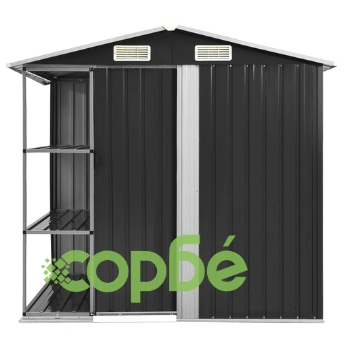 Дворна барака с рафт антрацит 205x130x183 см желязо ➤ топ цена ➤ sorbe.bg