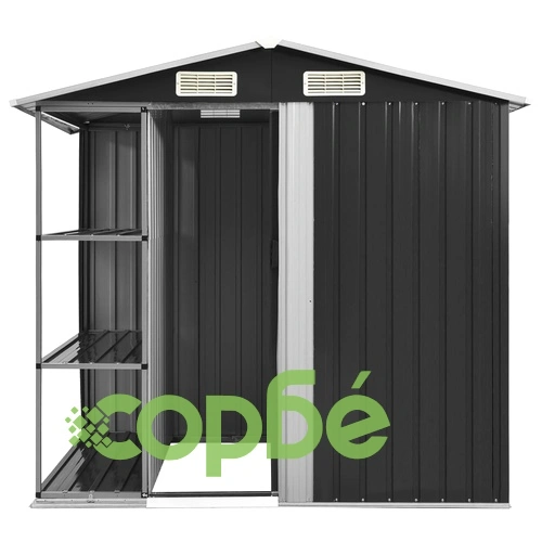 Дворна барака с рафт антрацит 205x130x183 см желязо ➤ топ цена ➤ sorbe.bg
