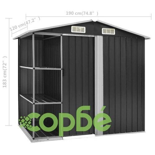 Дворна барака с рафт антрацит 205x130x183 см желязо ➤ топ цена ➤ sorbe.bg
