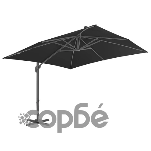 Конзолен градински чадър с алуминиев прът, 3x3 м, черен ➤ топ цена ➤ sorbe.bg