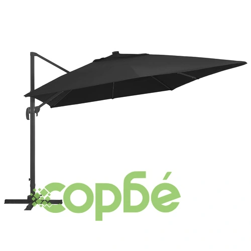 Чадър чупещо рамо с LED лампи и алуминиев прът 400x300 см черен ➤ топ цена ➤ sorbe.bg