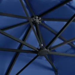 Чадър чупещо рамо с LED лампи и алуминиев прът 400x300 см син