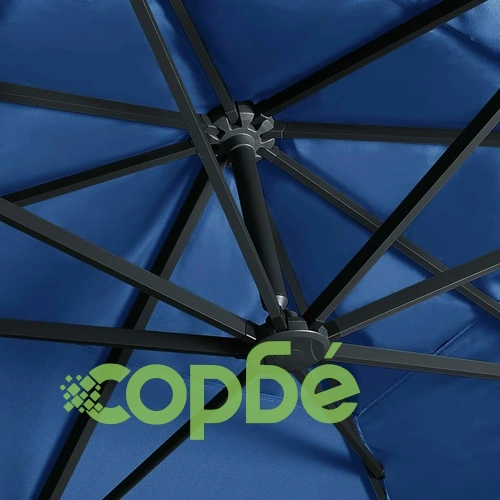 Чадър чупещо рамо с LED лампи и алуминиев прът 400x300 см син ➤ топ цена ➤ sorbe.bg